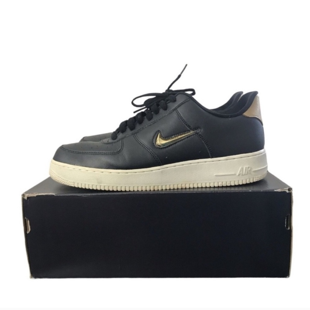 Nike Air Force 1 Low Jewel Black Metallic Gold Sneakers AJ9507-003 Men’s Size 13